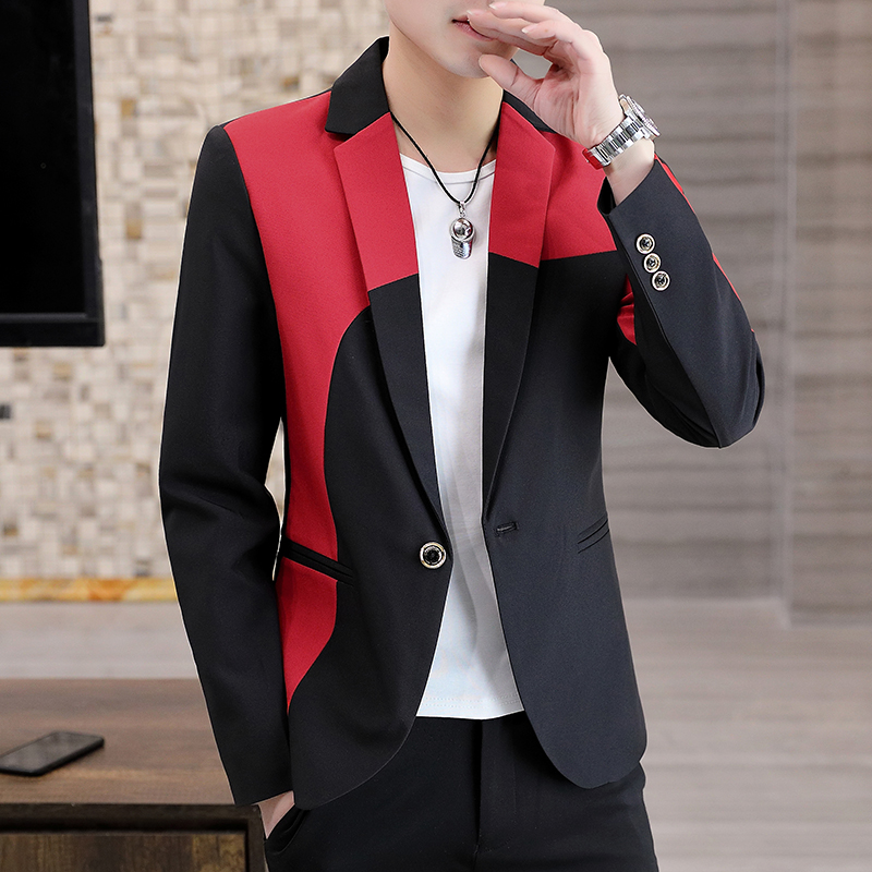 网红2021 new spring and autumn suit male casual Korean versi - 图1