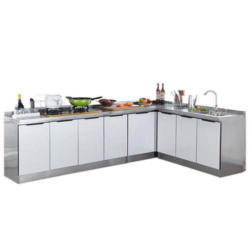 厨房柜家用经济灶台柜全钢一体碗柜收纳置物组不锈钢橱柜橱柜门 - 图3