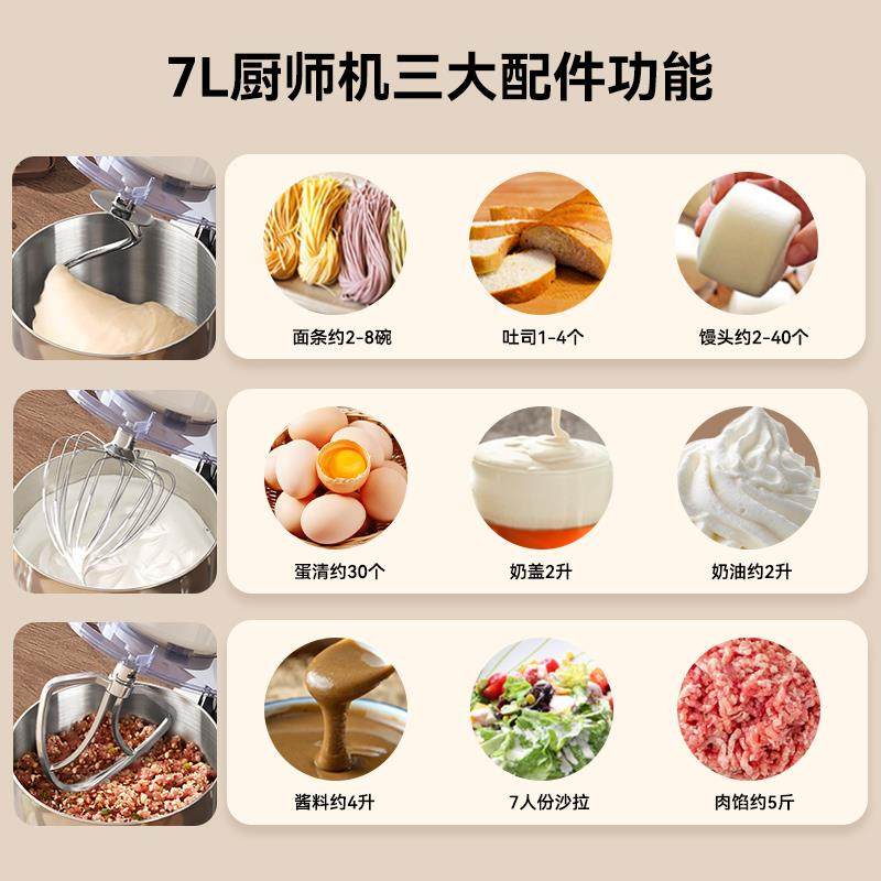 标君厨师机家用小型和面机顶显全自动打面搅拌定时发酵一体揉面机,淘宝优惠券,粉丝福利购,淘宝优惠卷