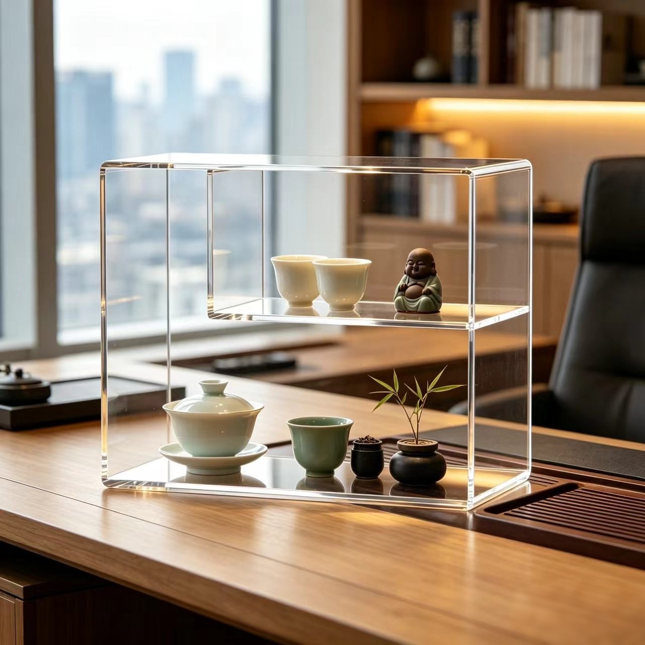 Acrylic Bogu Rack New Chinese Zen Tea Table Tea Set Display Rack Desktop Tea Cup Tea Pet Display Rack
