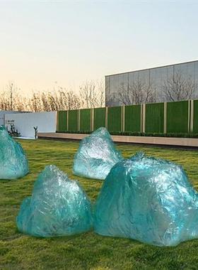 透明树脂景观石头雕塑酒店售楼处别墅庭院水池大型落地软装饰摆件
