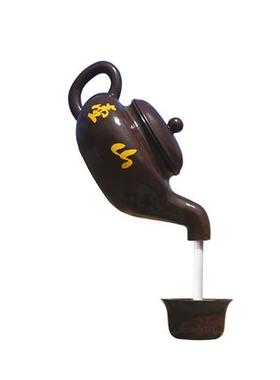 天壶悬空流水景观茶壶喷泉大型玻璃钢雕塑室内户外茶园装饰摆件