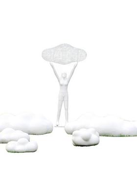 户外小区不锈钢铁艺镂空人物雕塑售楼部云朵抽象摆件公园草坪装饰