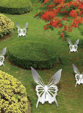 不锈钢蝴蝶户外景观雕塑草坪摆件公园金属摆设花园布置昆虫装饰品