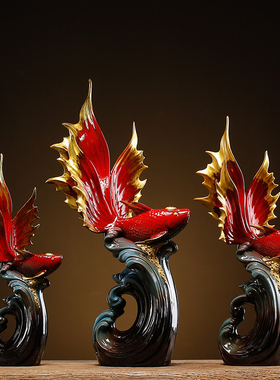 速发如鱼跃水陶瓷鱼得龙门摆件年年有余招财开业乔迁礼物饰公室装