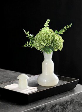 中古天然玉石花瓶侘寂风样板房插花器家居餐桌面轻奢摆件