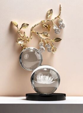 高级轻奢莲花水晶葫芦摆件创意家居客厅酒柜办公室装饰品 代发