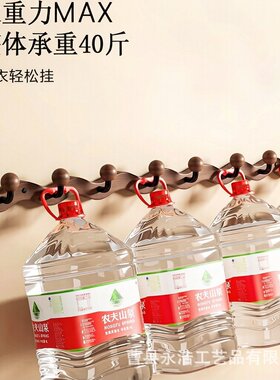 免打孔波浪挂衣钩实木玄关衣帽钩家用厨房浴室墙上收纳挂钩不伤墙