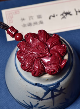 朱砂狐狸毛衣链男女款紫金砂九尾狐吊坠生日礼物项链狐仙平安礼物