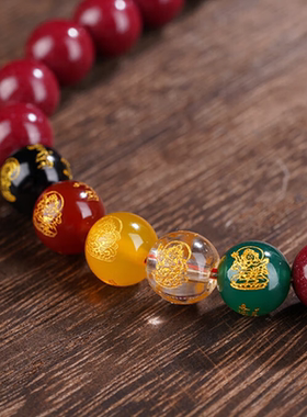 高含量朱砂五路财神手串正品紫金砂素三圈手链女生款本命礼物6-8m