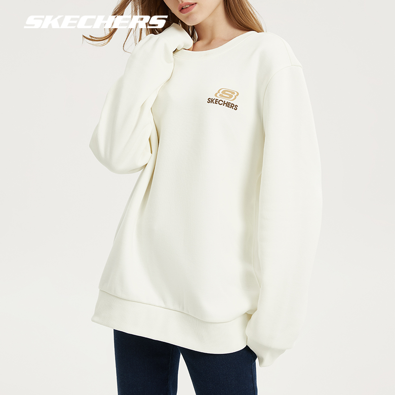 Skechers斯凯奇卫衣秋冬加绒圆领上衣休闲运动百搭男女长袖套头衫