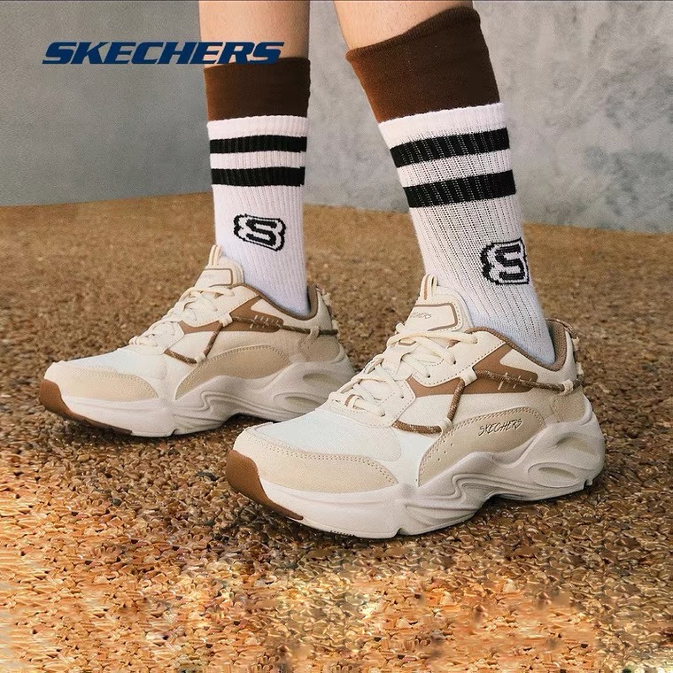 Skechers斯凯奇老爹鞋男款复古黑金增高休闲跑步鞋减震运动慢跑鞋-图2