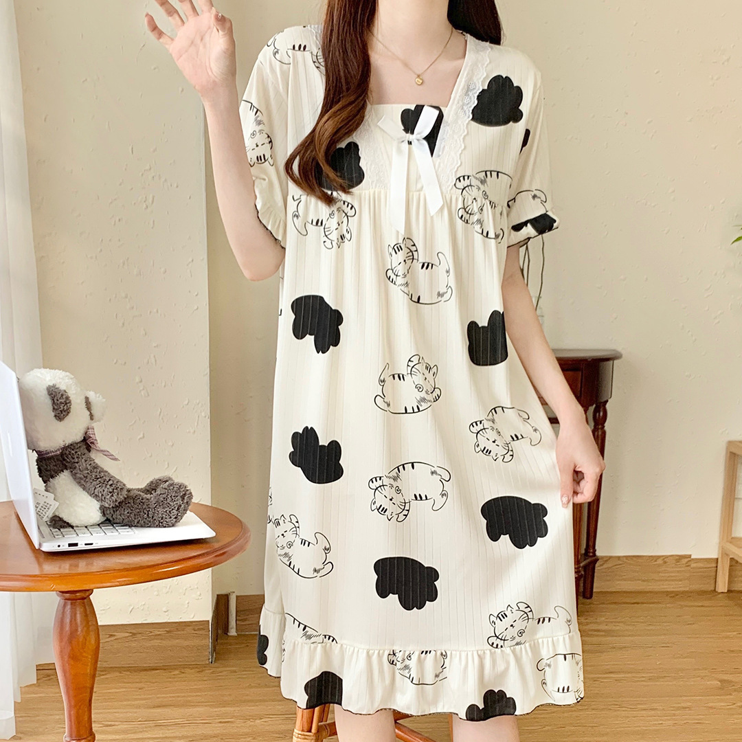 LB新款夏季韩版甜美家居服睡衣蕾丝花边睡衣女卡通短袖短裤套装_国货潮牌特卖工厂_女士内衣/男士内衣/家居服-第3张图片-提都小院