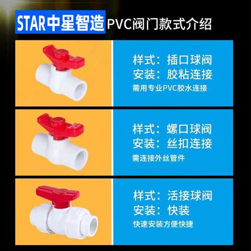 加厚PVC球阀开关水管阀门给水管4分6分20 25 32 40 50 63 75 110 - 图1