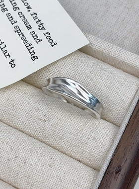 实拍s925纯银不规则磨砂戒指女ins小众极简风重工高级感开口指环