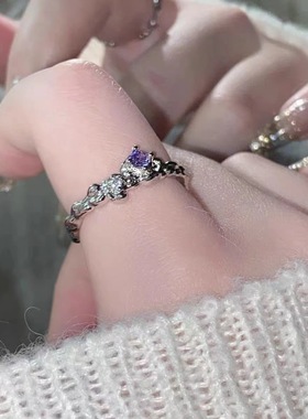 熔岩肌理不规则开口戒指女小众温柔冷淡风轻奢ins风可调节食指戒