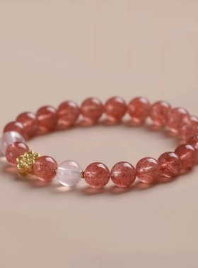 天然鸽血红级草莓晶手链原创设计手串女闺蜜礼物情侣手链送礼