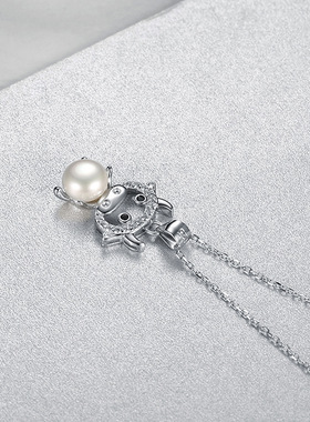 DIY空托胎发配件S925银韩版生肖牛吊坠女创意简约珍珠项链厂家