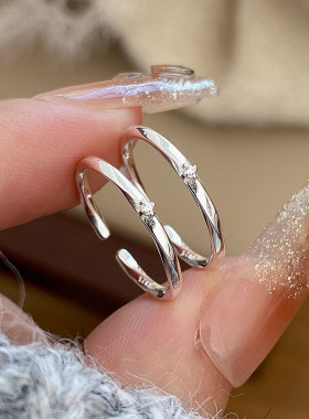 s925纯银莫比乌斯单钻尾戒女轻奢高级感小众设计精致百搭开口戒指