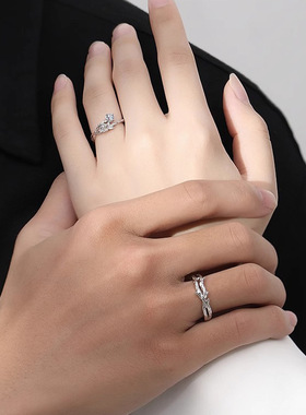 荆棘与玫瑰情侣戒指S925纯银男女款一对小众设计开口对戒纪念礼物