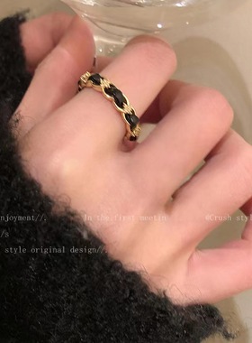 法式精致简约锆石珍珠开口戒指ins小众设计高级感食指戒百搭指环