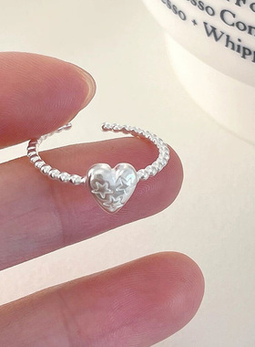 s925纯银星星爱心戒指女ins甜美夏季可爱简约小众设计心形食指环