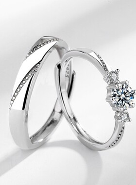 s925纯银一见钟情情侣对戒男女新款ins小众高级感戒指 情人节礼物