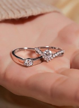 s925银为爱加冕情侣戒指男女一对 四爪皇冠对戒指环个性手饰品