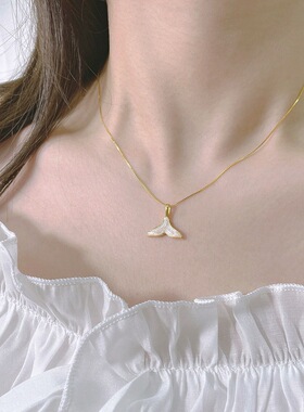 s925纯银梦幻鱼尾项链女 轻奢小众设计风ins高级感锁骨链生日礼物