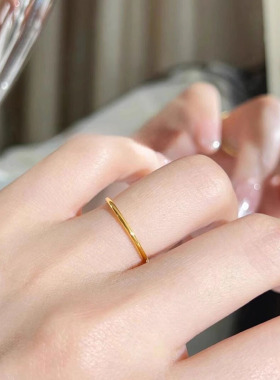 极细通体s925纯银光面素圈戒指女ins必入基础款可叠戴百搭关节戒