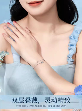 新款S925纯银甜心蝴蝶结手链女轻奢小众设计手饰品送女友闺蜜