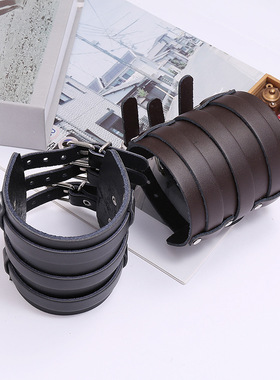 跨境热销饰品欧美夸张朋克牛皮手链多层个性潮流机车单车宽手链