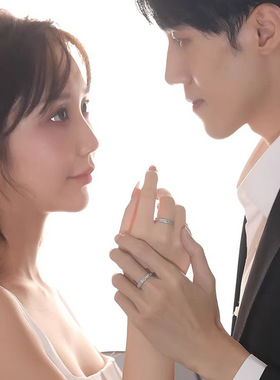 S925纯银唐草情侣戒指一对小众设计创意卷草纹开口对戒情人节礼物