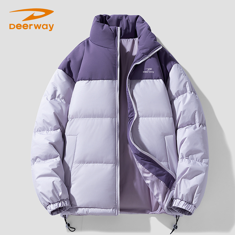 德尔惠拼色立领羽绒服