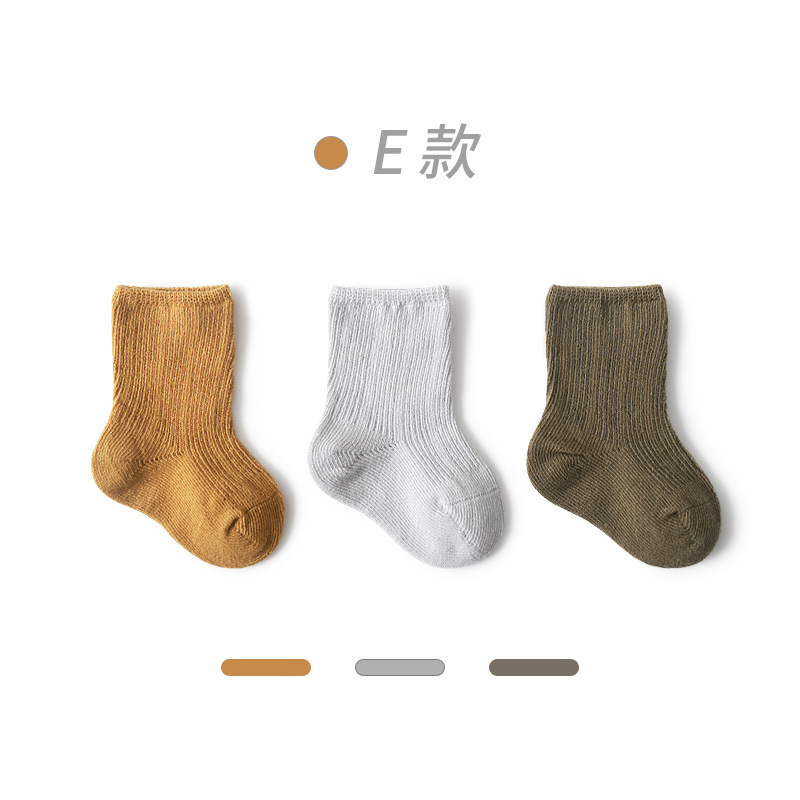 新品3Pairs/lot Solid Baby Socks for Newborn Soft Cotton Spri - 图3