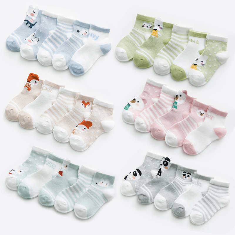 新品5Pairs/lot 0-2Y Infant Baby Socks Baby Socks for Girls C - 图0