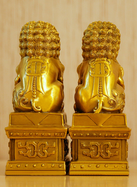 速发包狮纯铜狮摆件饰铜一对大小号纯品邮子摆件家居门口创意装饰