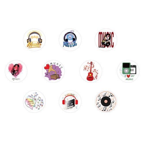 500贴卡通音乐创意圆形迷你小贴纸卷卷贴女孩儿童奖励电动车笔记本电脑平板镜子玻璃门水杯装饰贴画小图案ins - 图3