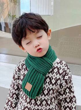 秋冬季少儿围巾保暖男孩女孩加厚小围巾宝宝针织围脖韩版少儿围脖