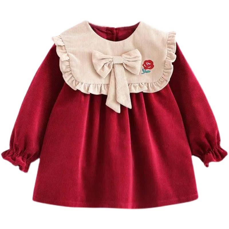 Baby girl's smock winter western-style outer wear waterproof little princess children's anti-dirty inverted gown bib spring and autumn