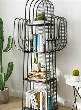 极速北欧仙人掌书架客厅卧室置物架落地多层儿童收纳层架床头书柜