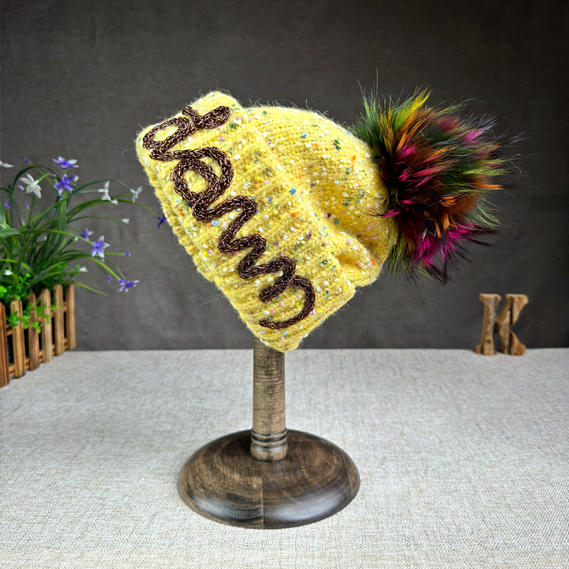 秋冬百搭大头围显脸小毛线帽子女韩版户外保暖亮丝字母刺绣针织帽,淘宝优惠券,粉丝福利购,淘宝优惠卷