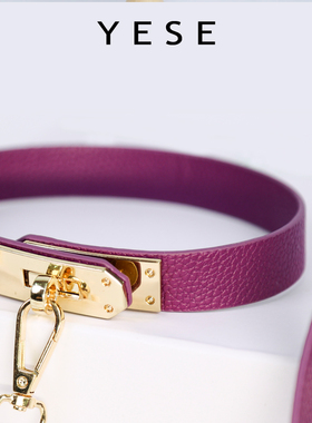 【小野涩】高端设计真皮项圈女m定制刻字choker项链牵引k8k9狗链