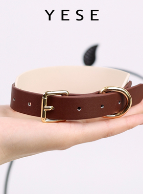 【小野涩】真皮choker项圈女亚文化定制刻字双拼色项链狗链牵引