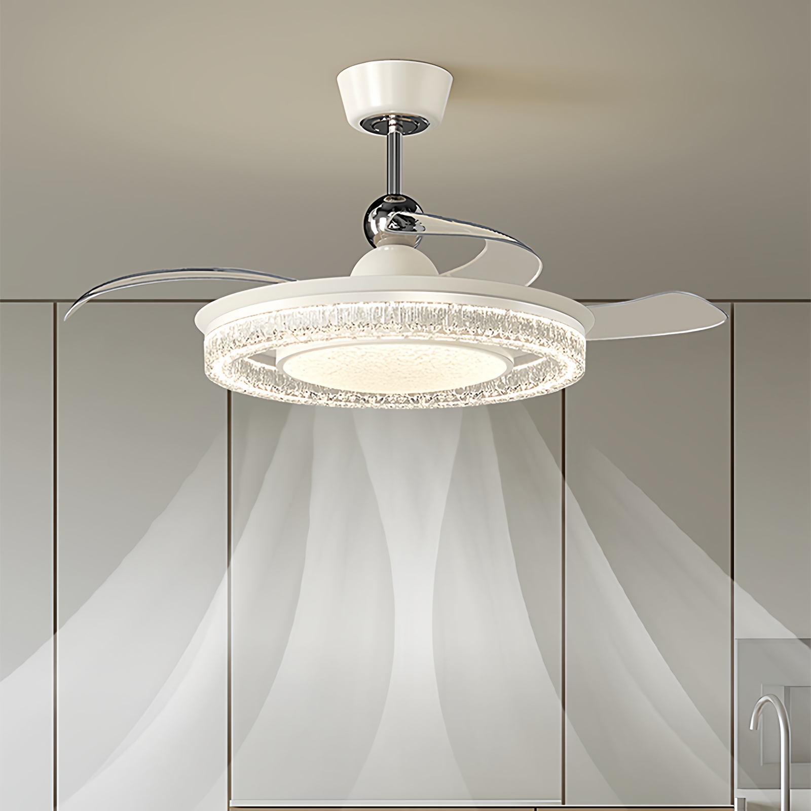 意式轻奢高级感客厅风扇灯大气现代简约全光谱护眼卧室餐厅吊扇灯 - 图2