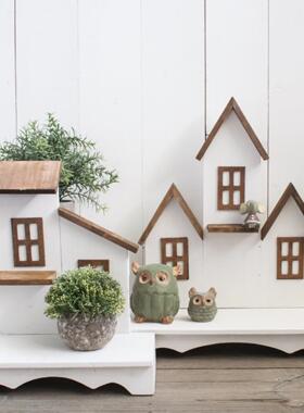 实木覆古做旧桌面创意造型置物架小花架杂物摆件陈列饰品装饰道具