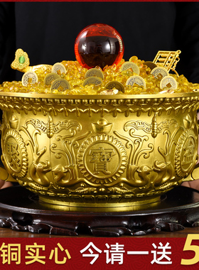 速发纯铜客宝盆摆件五玄双龙聚厅店铺装饰工艺开业礼品福关