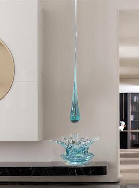 别墅酒店会所大堂透明树脂水花雕塑摆件售楼处大厅天花板水滴吊饰