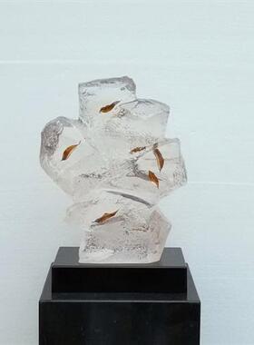 透明树脂工艺品酒店会所客厅玄关石头摆件装饰样板房售楼别墅雕塑