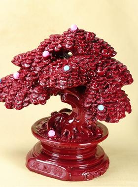 天然朱砂大摇钱树发财树摆件紫金砂家用居家摆件饰品